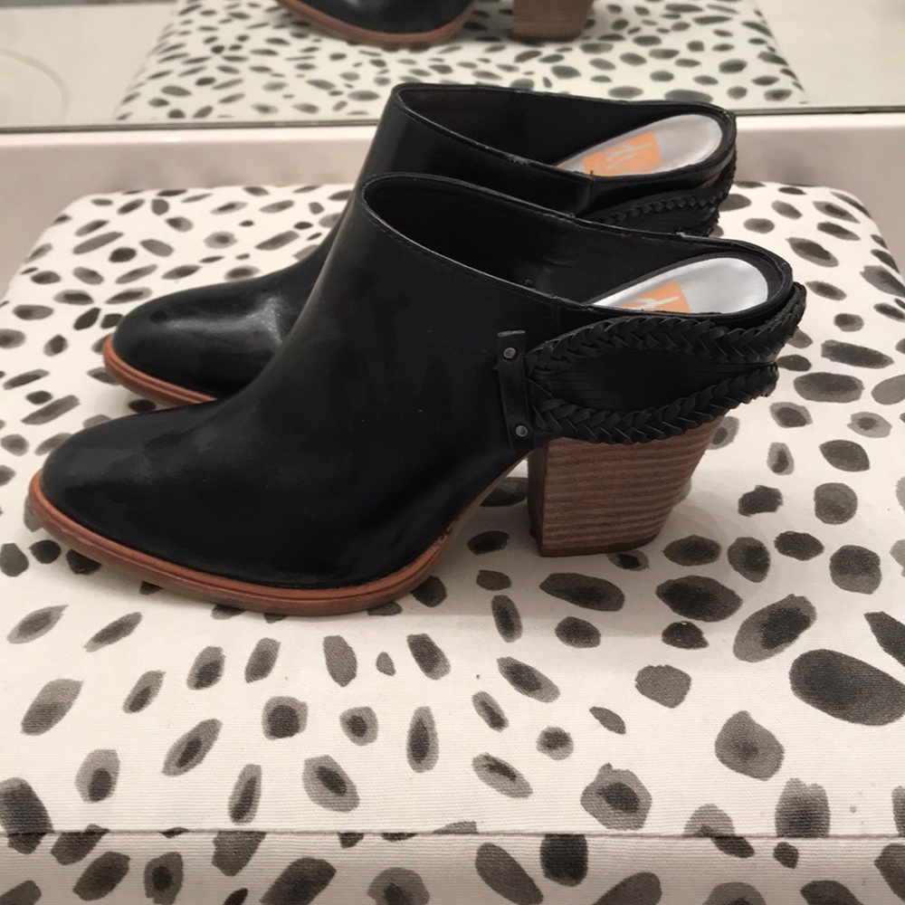 Dolve Vita Stacked Heel Black Mule Booties